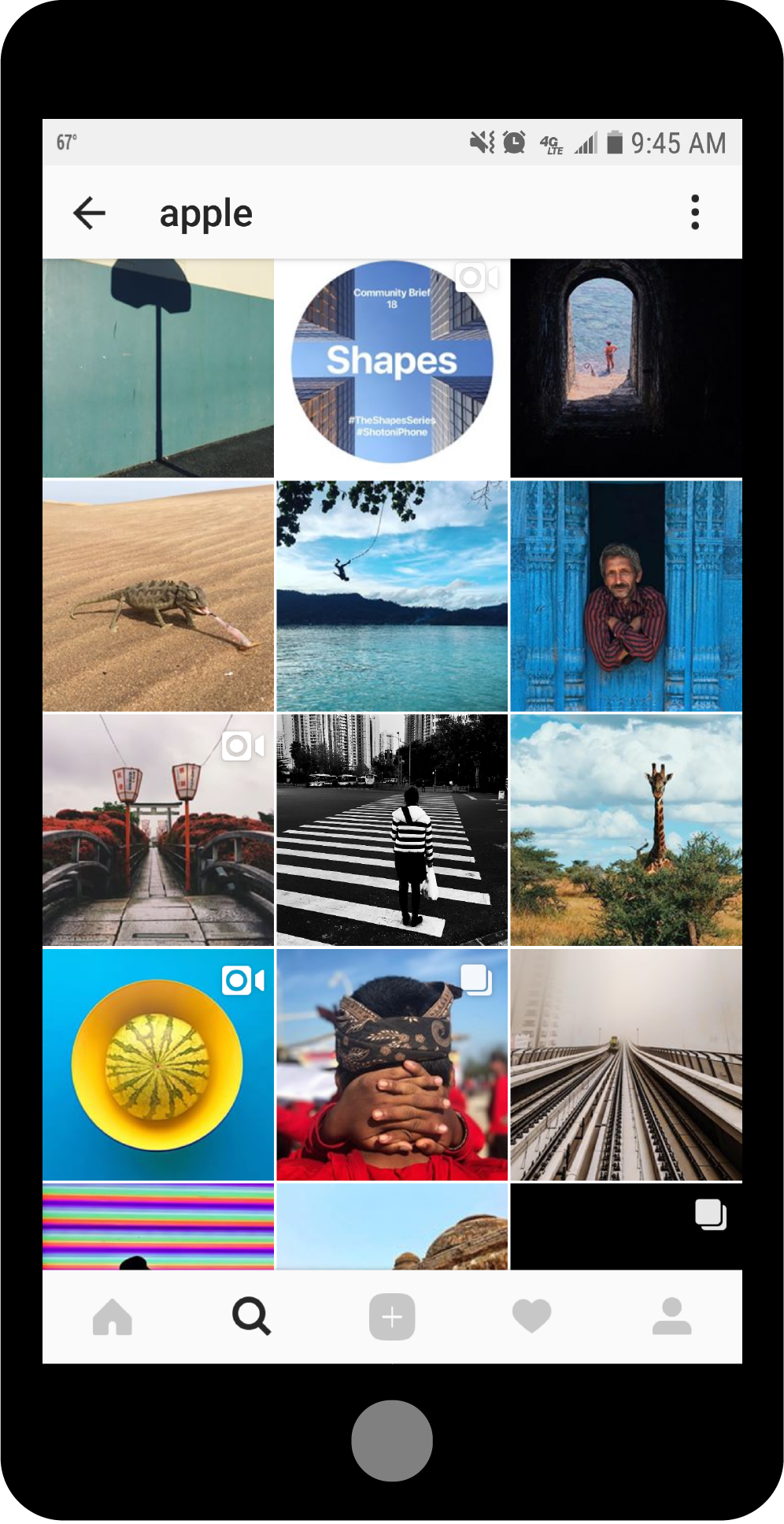 Apple’s Instagram feed features photos shot on iPhones, utilizing the branded hashtag #ShotoniPhone, which promotes the experience people can capture with Apple’s product.