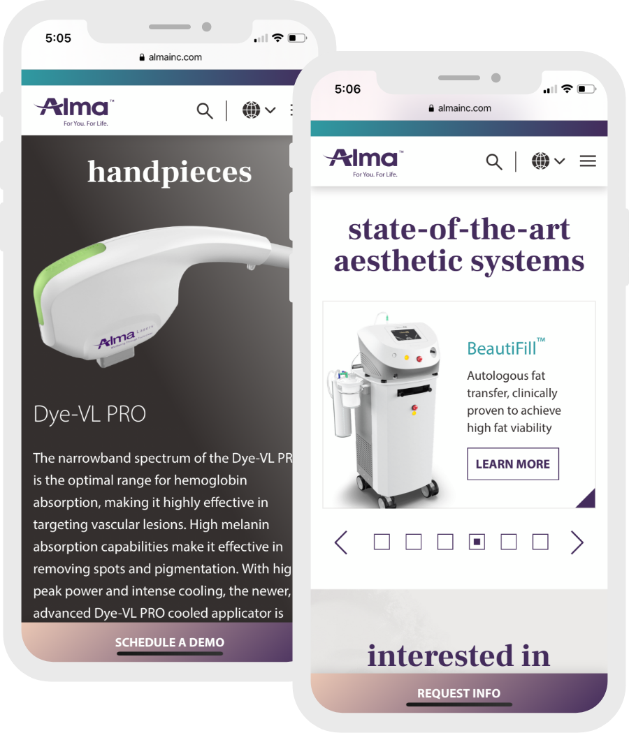 Alma Lasers Website Responsive Design