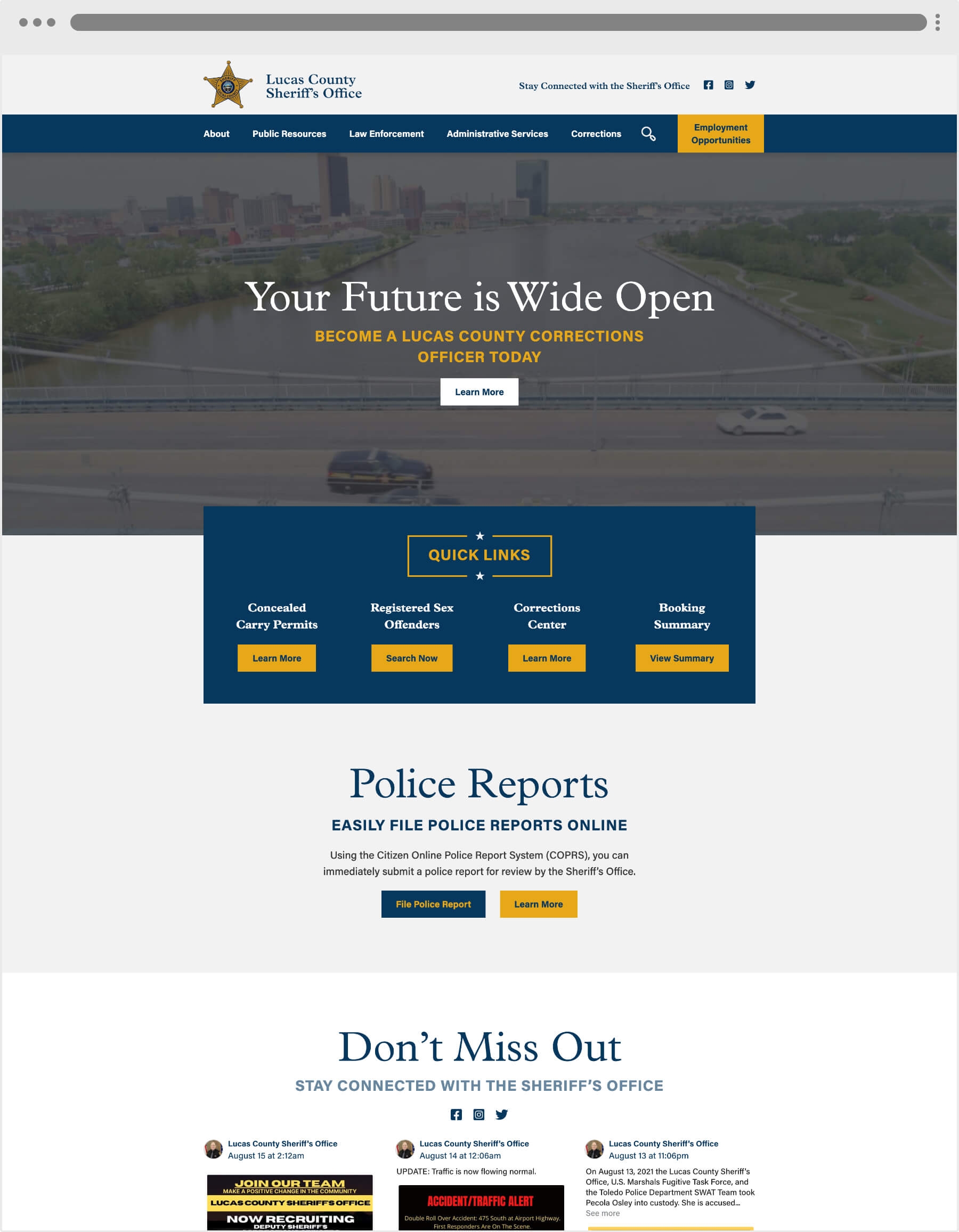Concentrek Case Study Lucas County Sheriff homepage