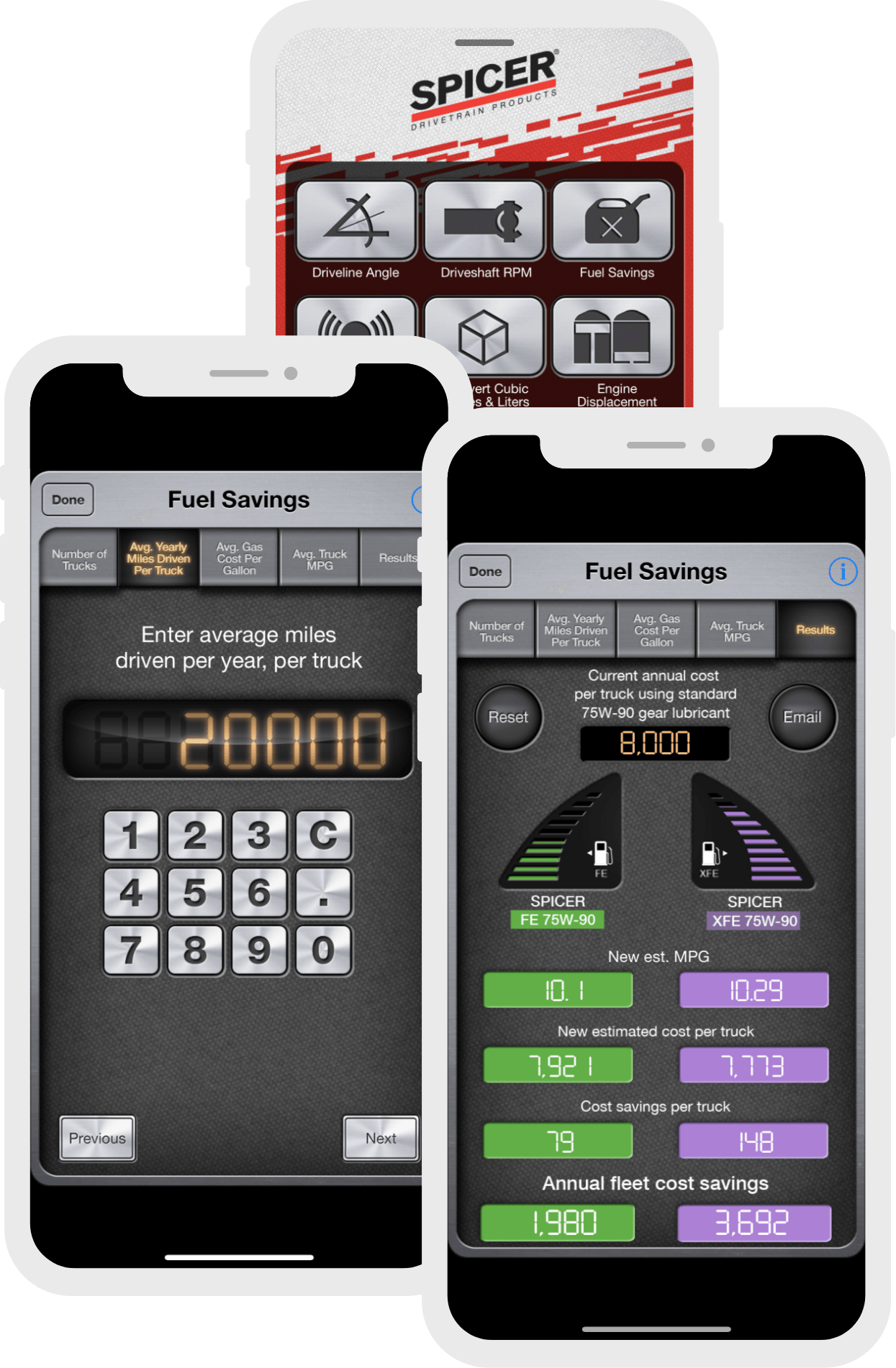 Spicer Parts Calculators